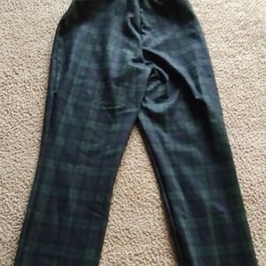 Nanette Lepore Womens‎ Black Watch Plaid Slim Pull On Pants Green Navy Small